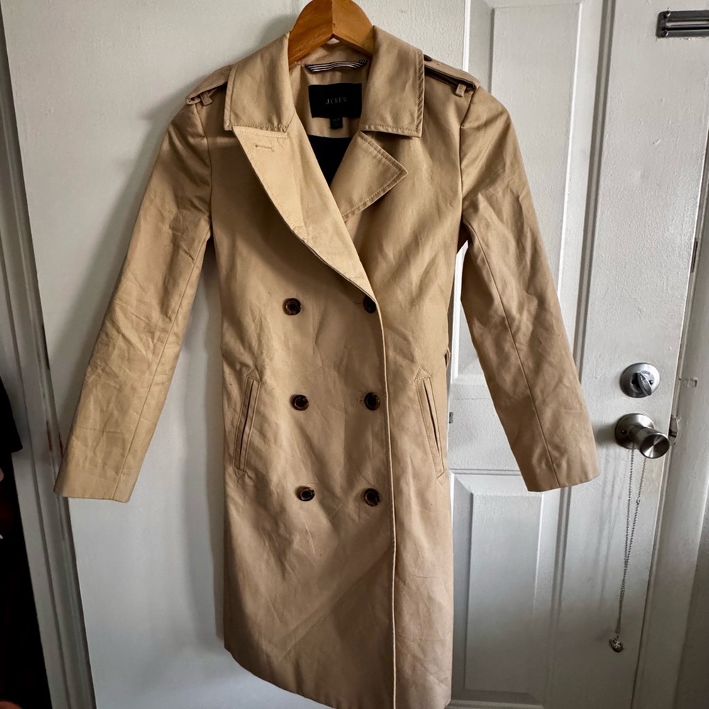 J. Crew Tan Trench Coat Classic Double-Breasted Design